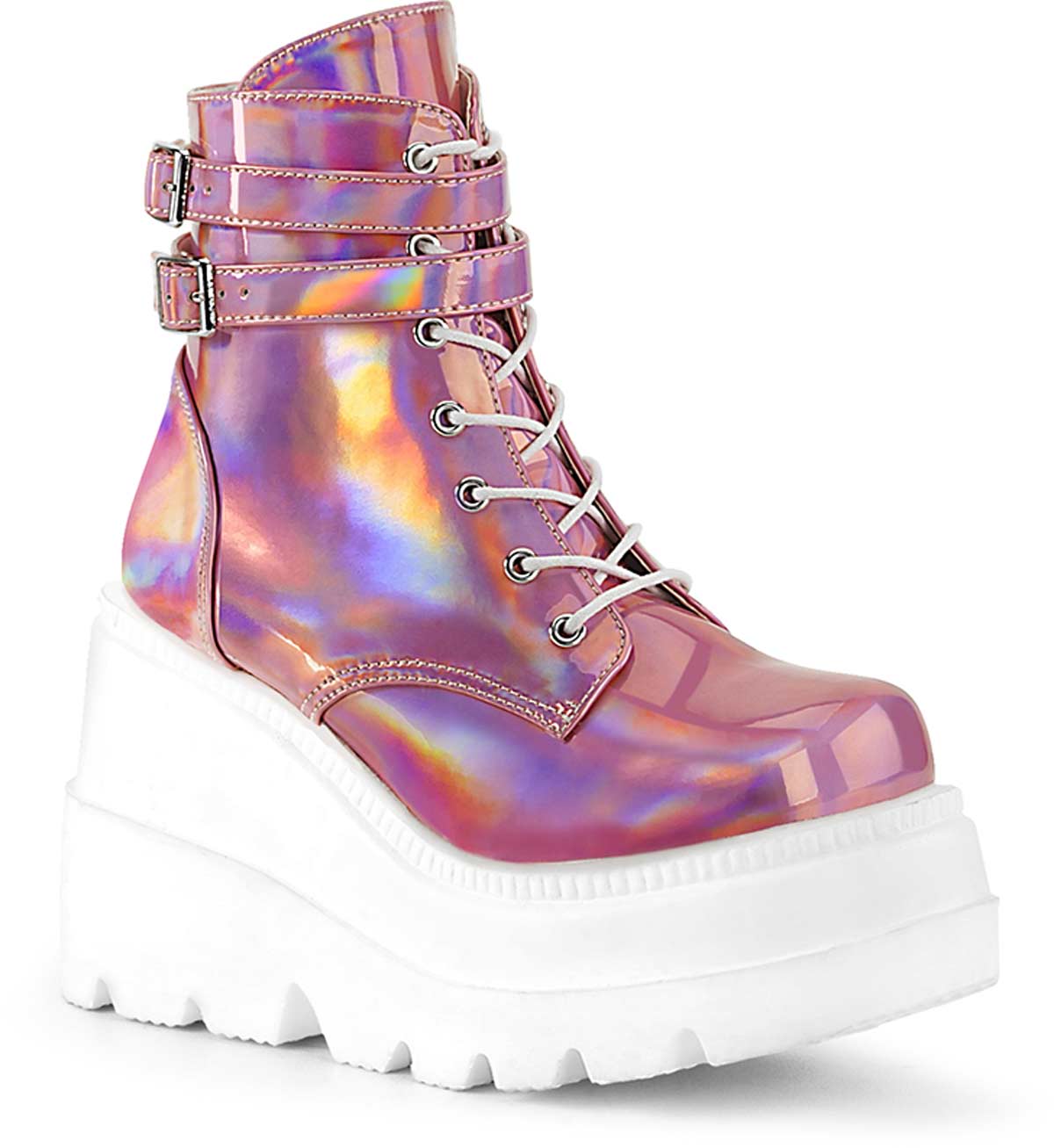 Pleaser Shaker-52 - Pink Hologram Pat in Sexy Boots - $81.95