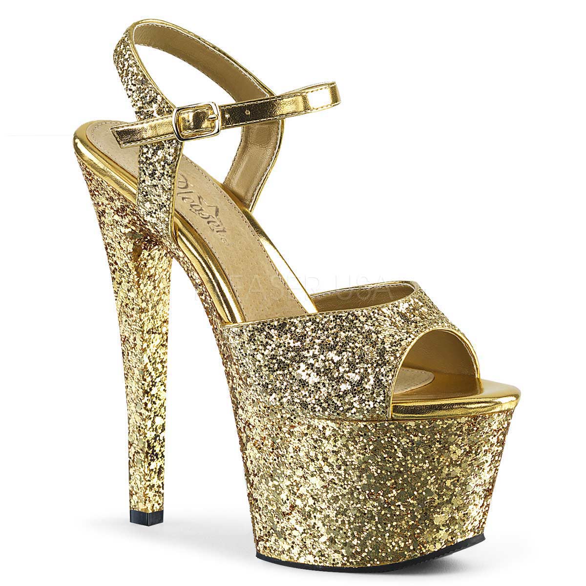 Pleaser Sky-310LG - Gold Glitter in Sexy Heels & Platforms - $50.15