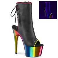 Adore-1018RC-02 - Black Faux Leather Rainbow Chrome  