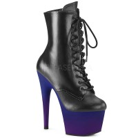 Adore-1020BP - Black Faux Leather Blue Purple  