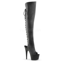 Adore-3019 - Black Faux Leather Matte Lace Up
