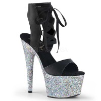 Adore-700-14LG - Black Faux Leather Silver Multi Glitter  