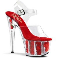 Adore-708Fl - Clear with Red Flowers
