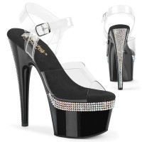 Adore-708PHRS - Clear Black Patent with Rhinestones