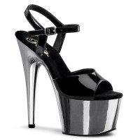 Adore-709 - Black Patent Silver Chrome