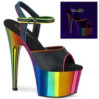 Adore-709RC-02 - Black Faux Leather Rainbow Chrome  