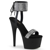 Adore-770 - Black Faux Leather Rhinestones Matte