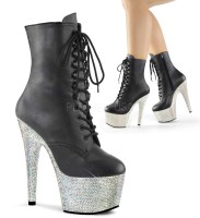 BEJEWELED-1020-7 - Black Faux Leather Silver Multi Rhinestones
