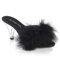 Belle-301F - Black Pu Fur Clear  