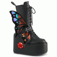 Blaze-158 - Black Vegan Leather Magic Mirror Butterfries