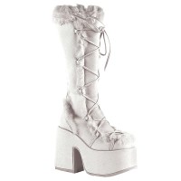 Demonia Camel-311 - White Vegan Leather Fur SPECIAL - Size 9