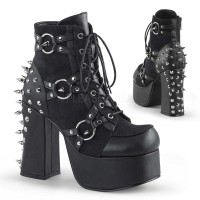 CHARADE-100 - Black Vegan Leather Suede