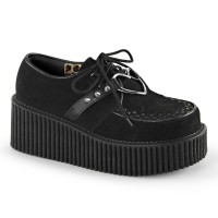 CREEPER-206 - Black Vegan Suede Vegan Leather
