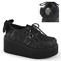 CREEPER-212 - Black Vegan Leather Lace