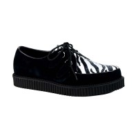 Demonia Creeper-600 - Black Suede-Zebra Fur SPECIAL - Size 6