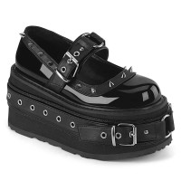 Damned-20 - Black Pat Vegan Leather