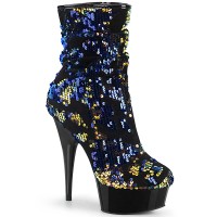 Delight-1004 - Blue Iridescent Sequins Black  