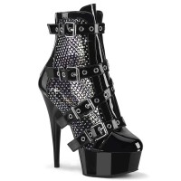Delight-1013RM - Black Patent Rhinestones Mesh