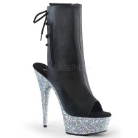 Delight-1018LG - Black Pu Silver Multi Glitter  