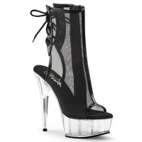 DELIGHT-1018MSH - Black Patent Mesh Clear