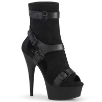 Delight-1037 - Black Faux Suede Leather Matte  