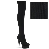 Delight-3002-1 - Black Stretch Knit Fabric Matte  