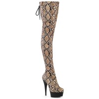 Delight-3008SP-BT - Tan Brown Snake Print Black Matte
