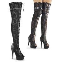 DELIGHT-3025ML - Black Pu Mesh Lace Black Matte