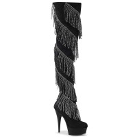 Delight-3065 - Black Faux Suede Silver Matte  