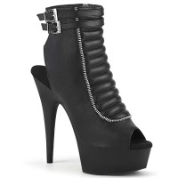 Delight-600-18 - Black Faux Leather Matte  