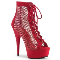 Delight-600-33RM - Red Faux Suede Rhinestone Mesh Matte