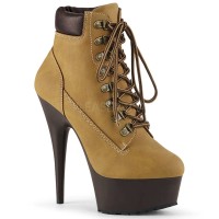 Delight-600TL-02 - Tan Nubuck Faux Leather Dark Brown Matte  