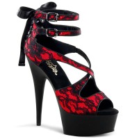 Delight-678Lc - Red Satin-Lace/Black Matte