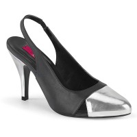Dream-405 - Black Faux Leather Silver Metallic Pu