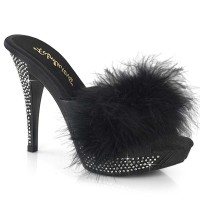 Elegant-401F - Black Marabou Faux Leather