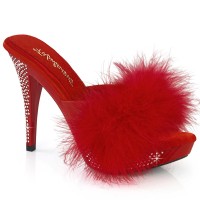 Elegant-401F - Red Marabou Faux Leather