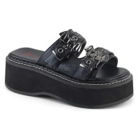 Emily-100 - Black Vegan Leather  