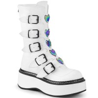 Emily-330 - White Vegan Leather  