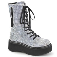 Emily-362 - Silver Vegan Leather with Rhinstones  