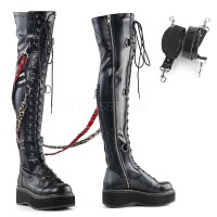 Emily-377 - Black Stretch Vegan Leather  