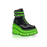 1.5-inch Soft Enamel Pin Of Demonia Shaker 52 Ankle Boot - Black Green