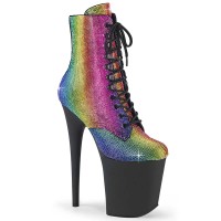 Flamingo-1020RS - Rainbow Rhinestones Black Matte