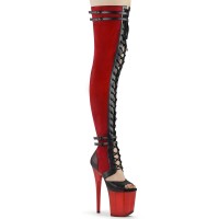 Flamingo-3027 - Red Faux Suede Black Leather  