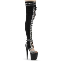 Flamingo-3027SP - Black Faux Suede Snake Print Le  