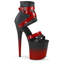 Flamingo-800-15 - Black Faux Leather Red Pat Matte  