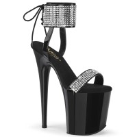Flamingo-870 - Black Patent Rhinestones