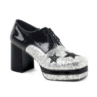 Funtasma Glamrock-02 - Black Patent-Silver Glitter