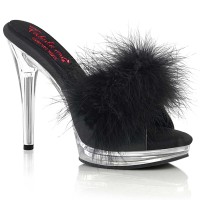 Glory-501F-8 - Black Faux Leather Fur Clear