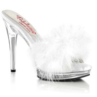 Glory-501F-8 - White Faux Leather Fur Clear