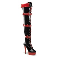 Funtasma Medic-3028 - Black-Red Patent Lace Up